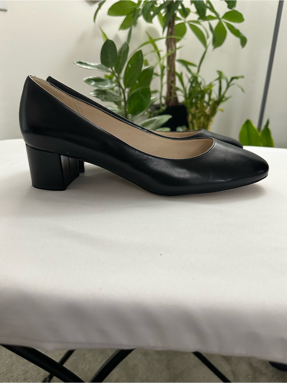 Cole Haan Black Leather Round-Toe Flats